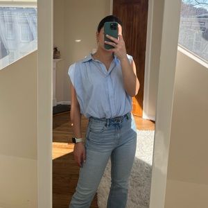 DO+BE Baby Blue Sleeveless Collared top, Size S